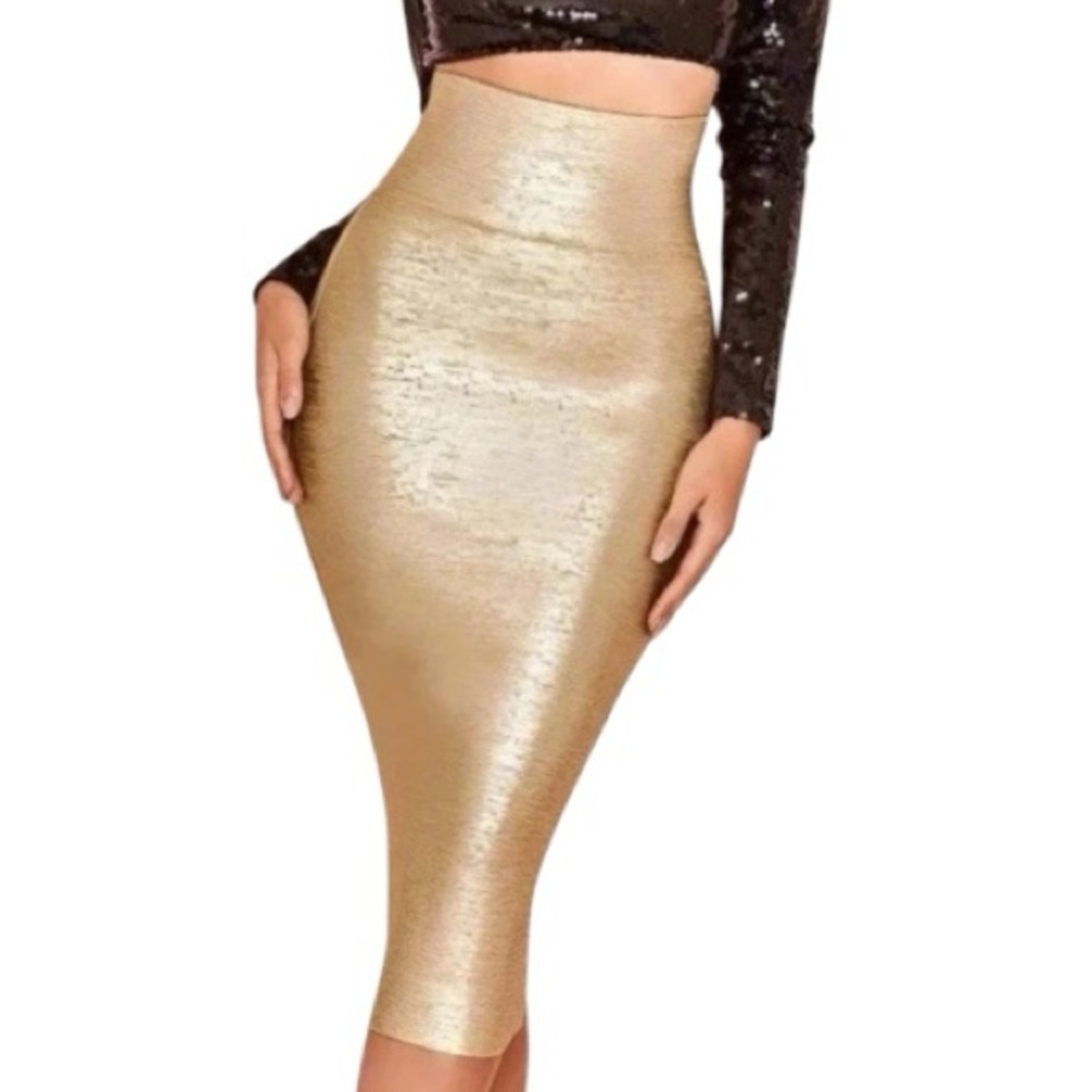Fashion Nova Gold Pencil Skirt